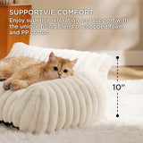 Bedsure Cute Cat Couch For Pets - Fluffy Cat Sofa With Premium Soft Corduroy Fleece Fuzzy Cat Couch Bed With Cover Supportive Cat Chair For Indoor Cats