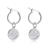 Funny Smile Face Hoop Earrings Pendant For Women Gold Alloy Geometric Carving Earring Jewelry