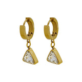 Women's Gold Triangle Zircon Drop Hoop Earrings