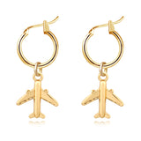 Funny Smile Face Hoop Earrings Pendant For Women Gold Alloy Geometric Carving Earring Jewelry