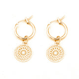 Funny Smile Face Hoop Earrings Pendant For Women Gold Alloy Geometric Carving Earring Jewelry